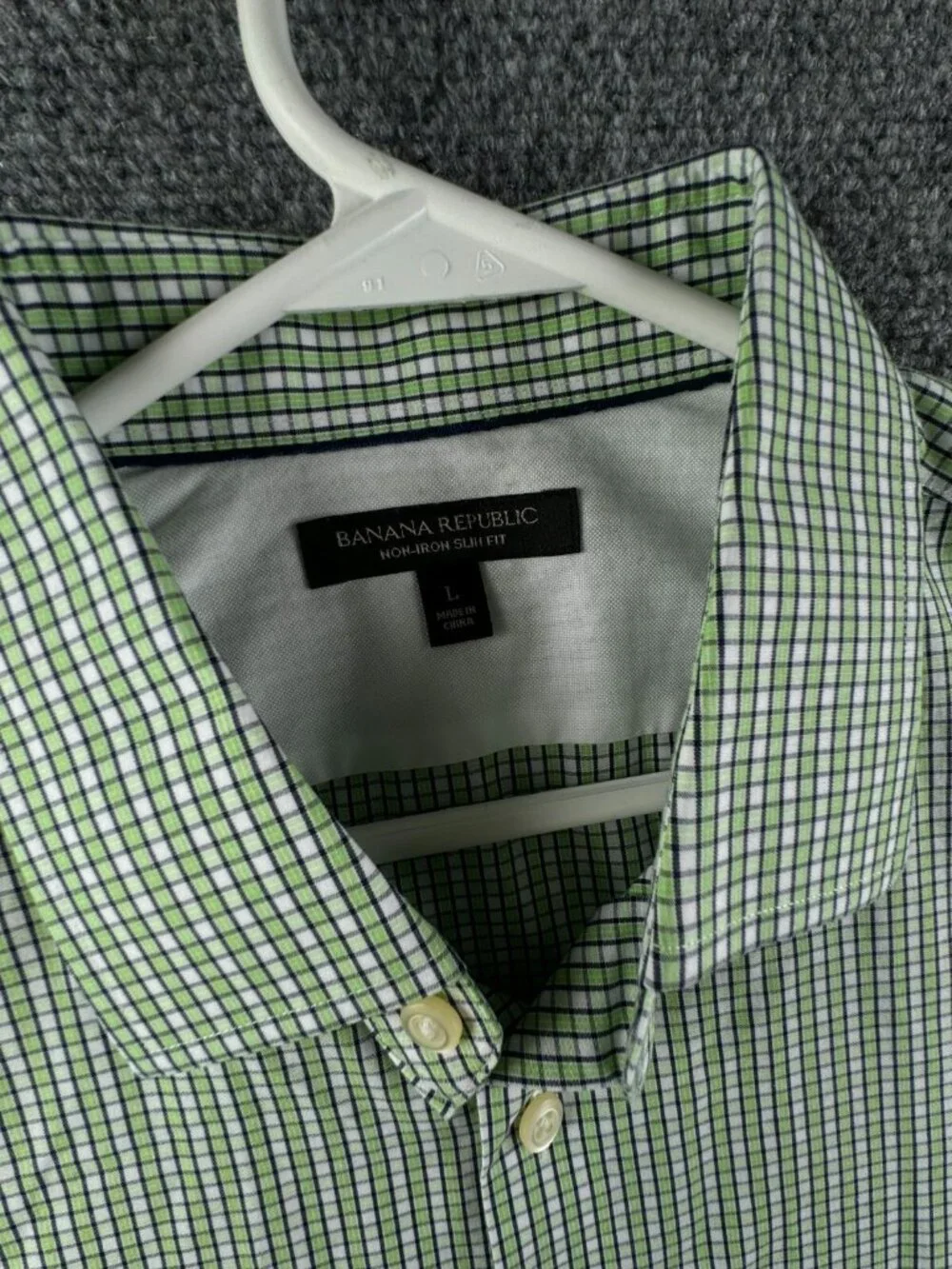 Banana Republic Shirt Men Green Long Sleeve Button Up Slim Fit Non Iron Cotton